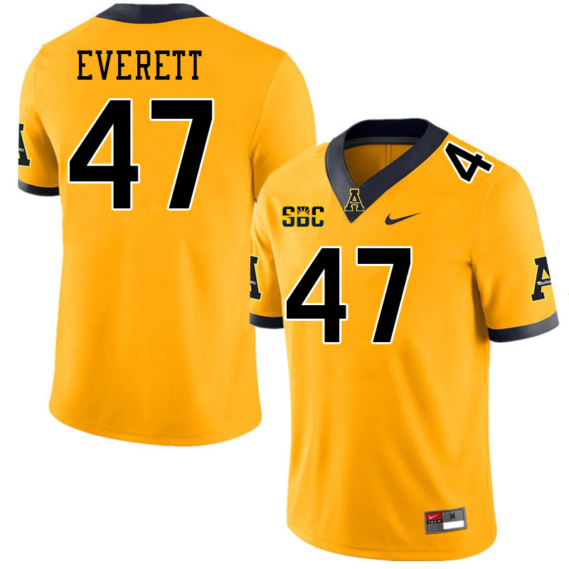 Men #47 Carter Everett Appalachian State Mountaineers College Football Jerseys Stitched-Gold